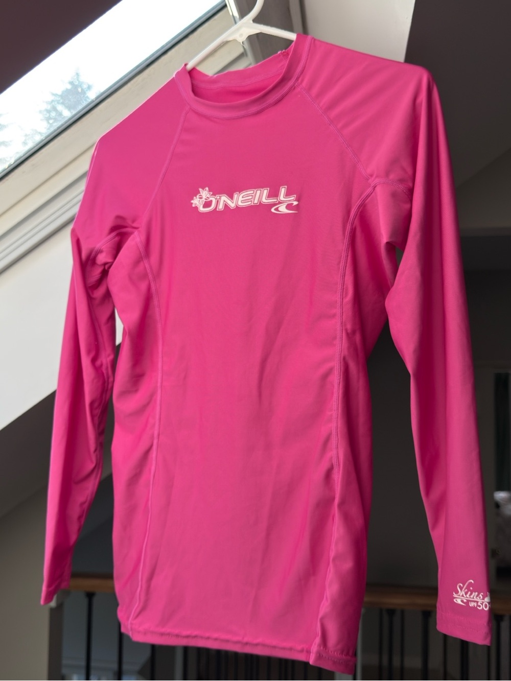 O’Neill Skins UPF 50+ Long Sleeve Rash Guard Swim Shirt XL Pink Women’s